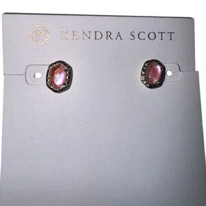 Kendra Scott Pink and Gold Oval Stud Earrings